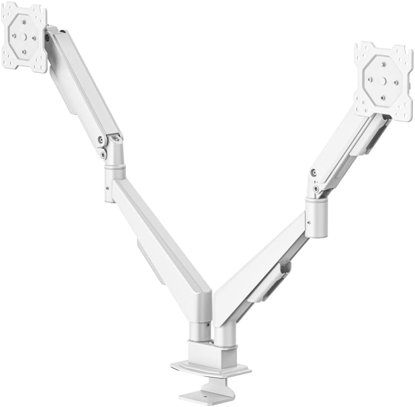 Suporte de Monitor HAMA para 2 Monitores com Mola de Gás 17" a 35" Totalmente Móvel Branco