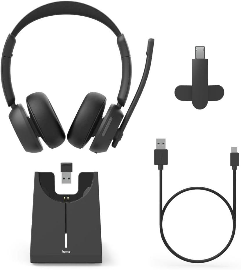 Headset Wireless HAMA BT-800 Bluetooth Multipoint com Estação de Carregamento Mono/Stereo Preto - Imagem 5