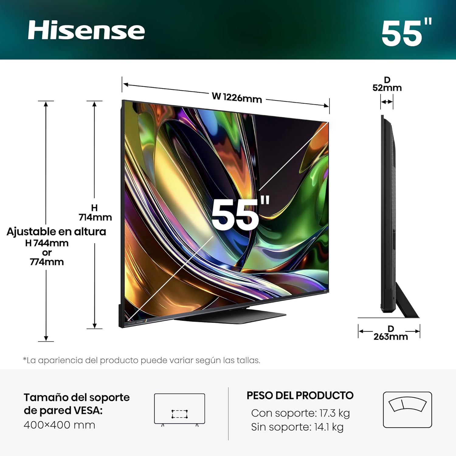 Smart TV Hisense Serie UR8S 55" RGB MiniLED Ultra HD 4K USB HDMI WiFi Bluetooth - Imagem 2