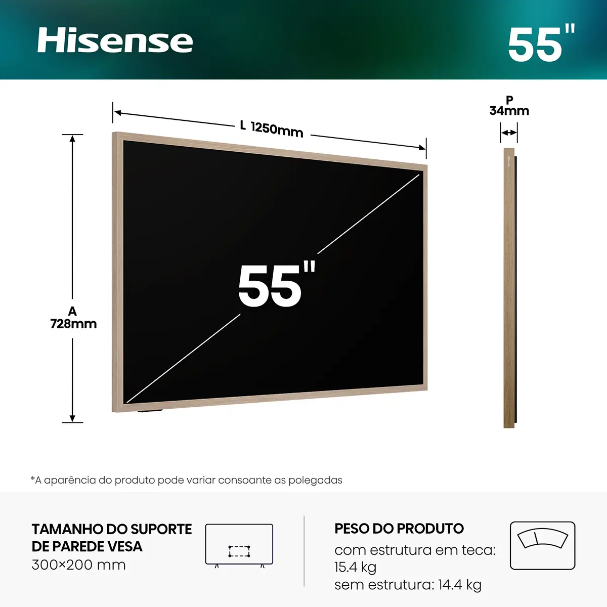 TV HISENSE Serie S7S 55" QLED Canvas Smart TV WiFi Bluetooth HDMI USB - Imagem 2