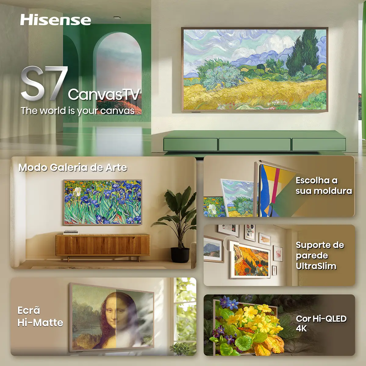 TV HISENSE Serie S7S 55" QLED Canvas Smart TV WiFi Bluetooth HDMI USB - Imagem 3
