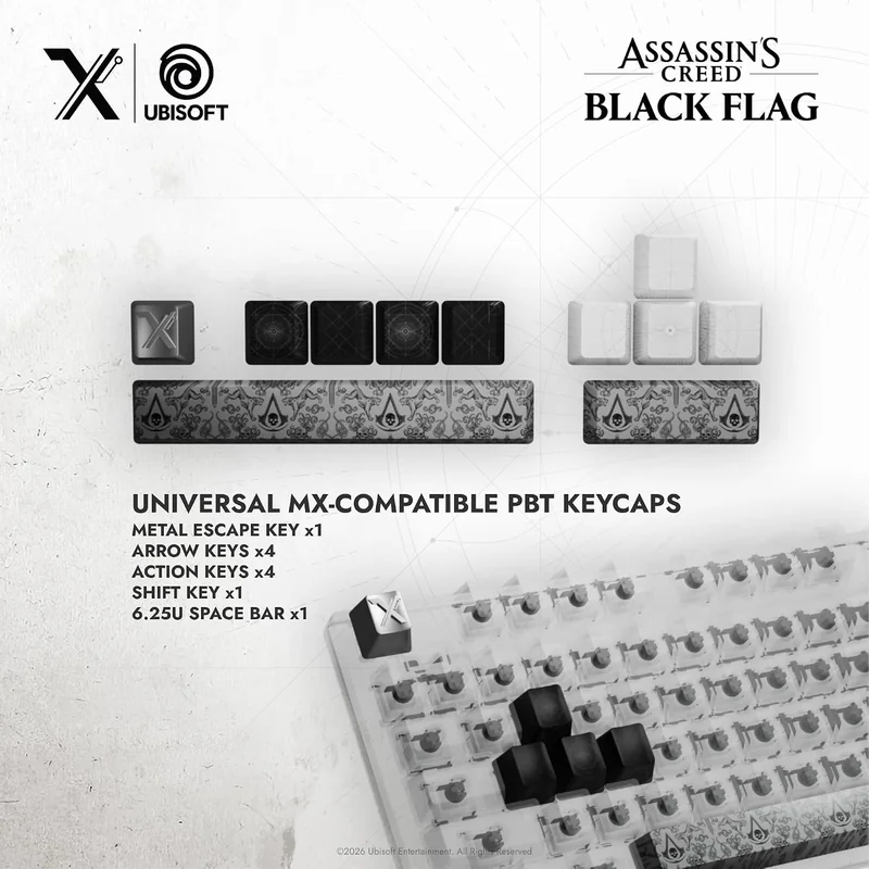 Conjunto de Teclas Lexip Black Flag Resynced Tatoo para Teclado Mecânico Pixminds Preto - Imagem 4