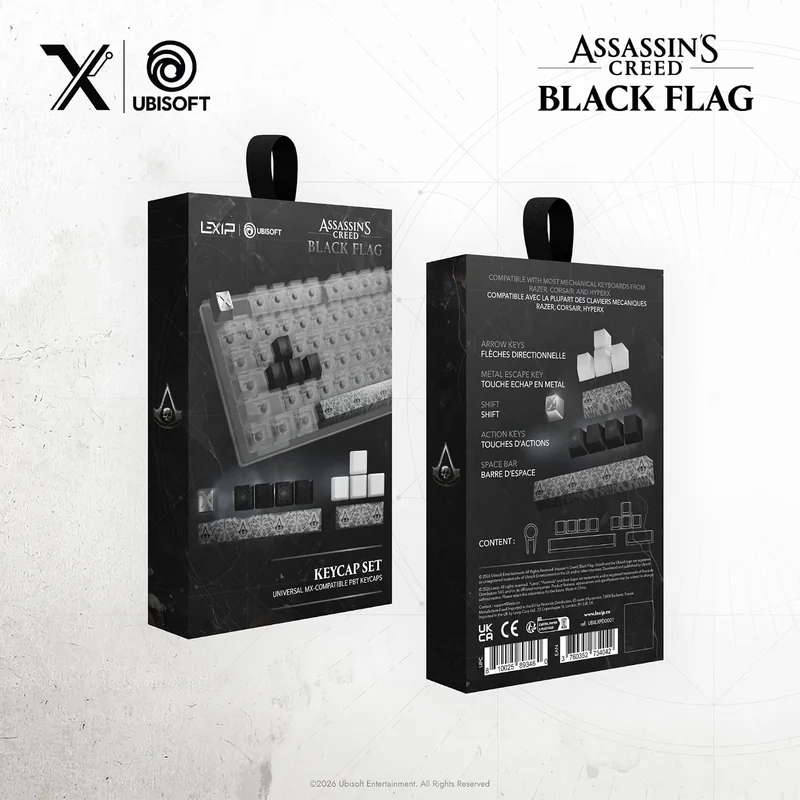 Conjunto de Teclas Lexip Black Flag Resynced Tatoo para Teclado Mecânico Pixminds Preto - Imagem 5