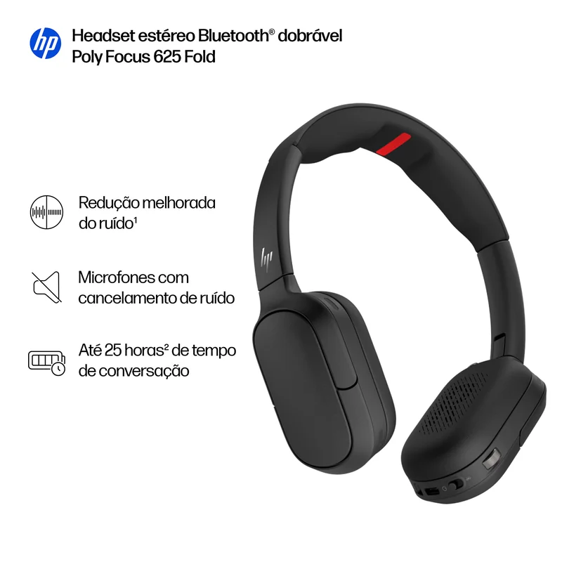 Headset HP Poly Focus 625 com Base de Carregamento Sem Fios - Imagem 9