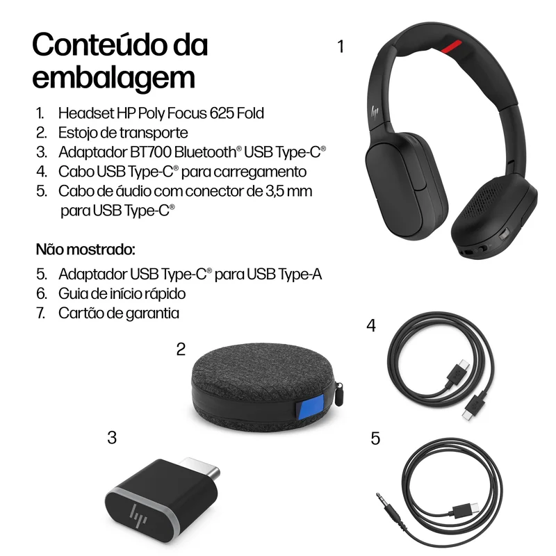 Headset HP Poly Focus 625 com Base de Carregamento Sem Fios - Imagem 4