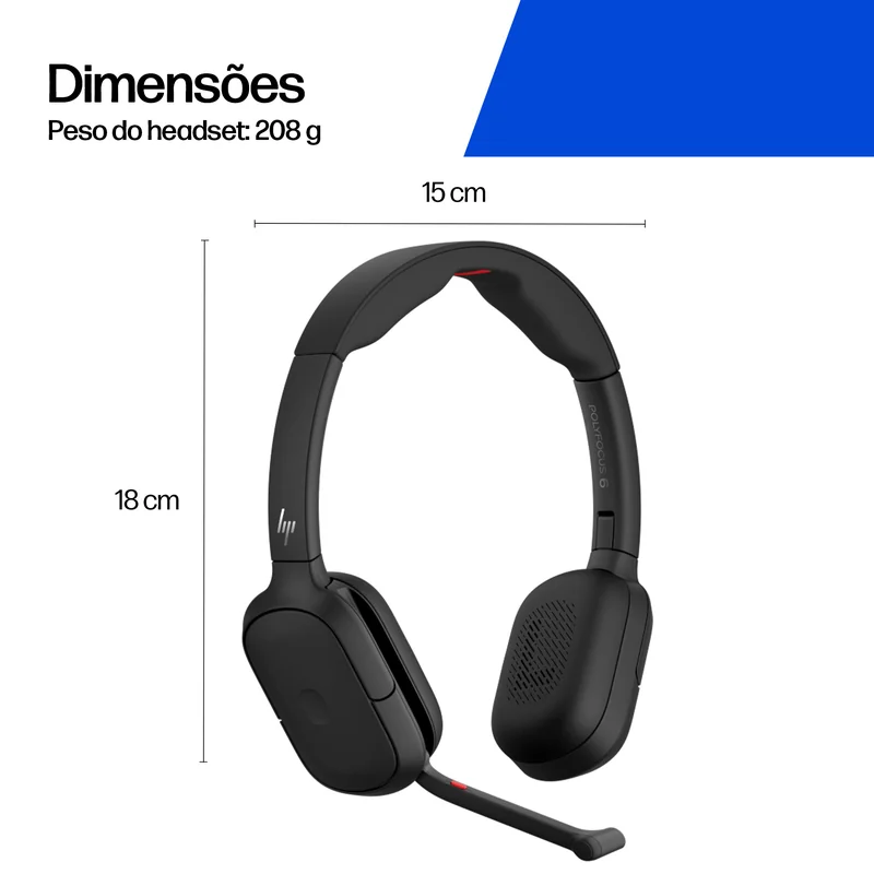 Headset HP Poly Focus 625 com Base de Carregamento Sem Fios - Imagem 8