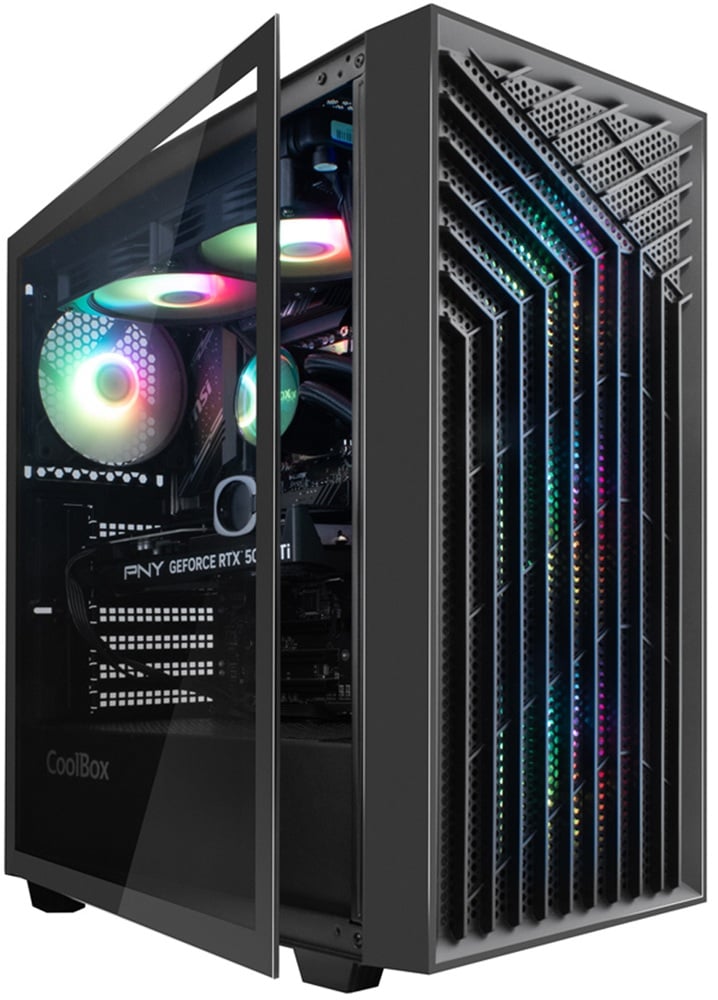 Caixa de PC CoolBox GA300 Gridline ARGB ATX USB-C 3.2 Gen1 com 5 Ventoinhas Preto - Imagem 4