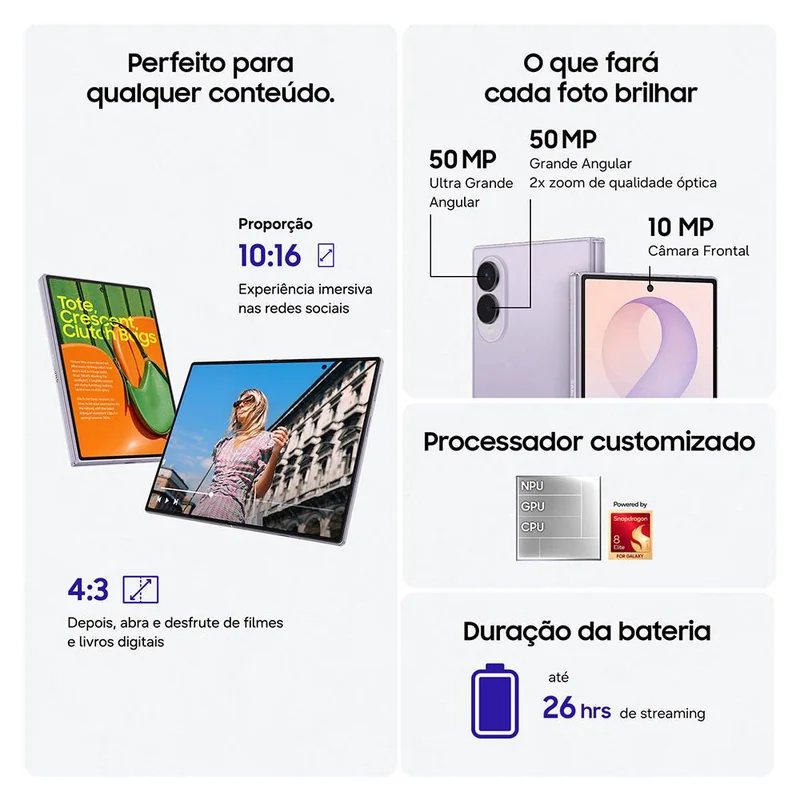 Smartphone SAMSUNG Galaxy Z Fold8 12GB 512GB Creme - Imagem 3