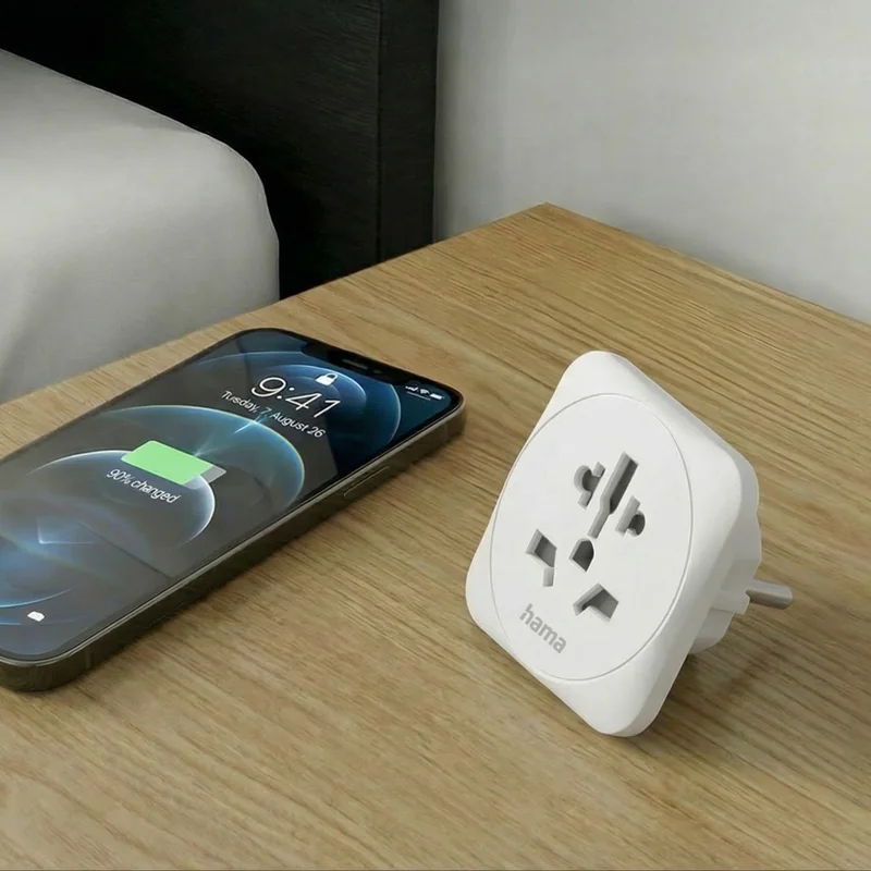 Adaptador de Viagem Hama Universal para Europa (Tipo E e F) de 3 Pinos Branco - Imagem 6