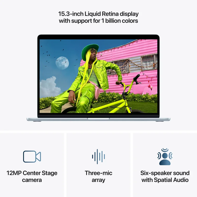 Portátil Apple MacBook Air 15" Chip M5 CPU 10-Core GPU 10-Core 16GB 512GB SSD Azul Celeste - Imagem 5