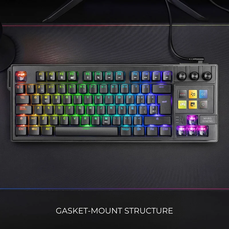 Teclado Mecânico Mars Gaming MK-MASTER 79 Teclas Hot-Swap Preto Layout PT - Imagem 4