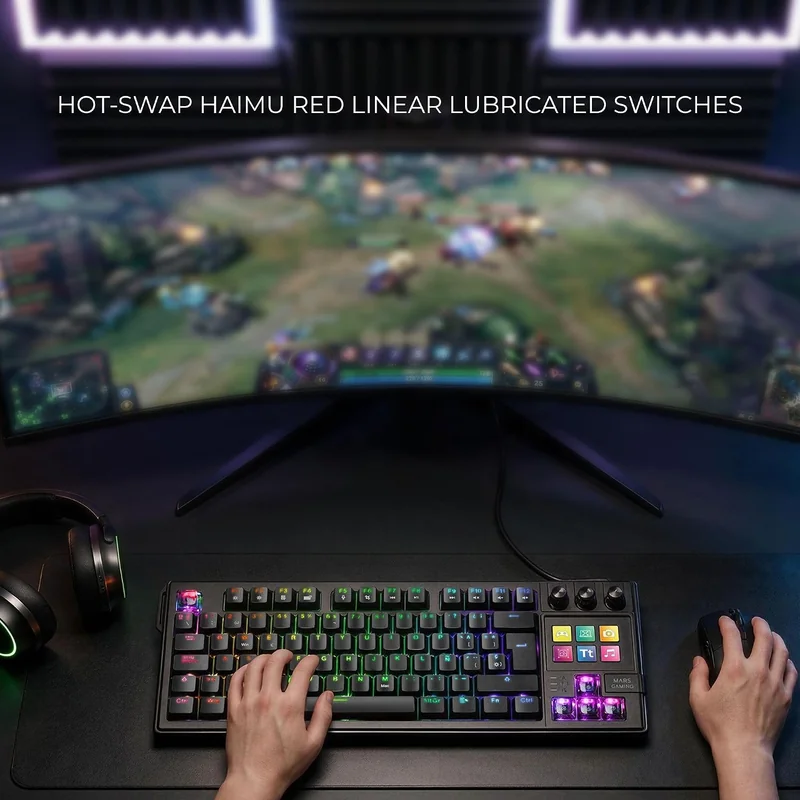 Teclado Mecânico Mars Gaming MK-MASTER 79 Teclas Hot-Swap Preto Layout PT - Imagem 3