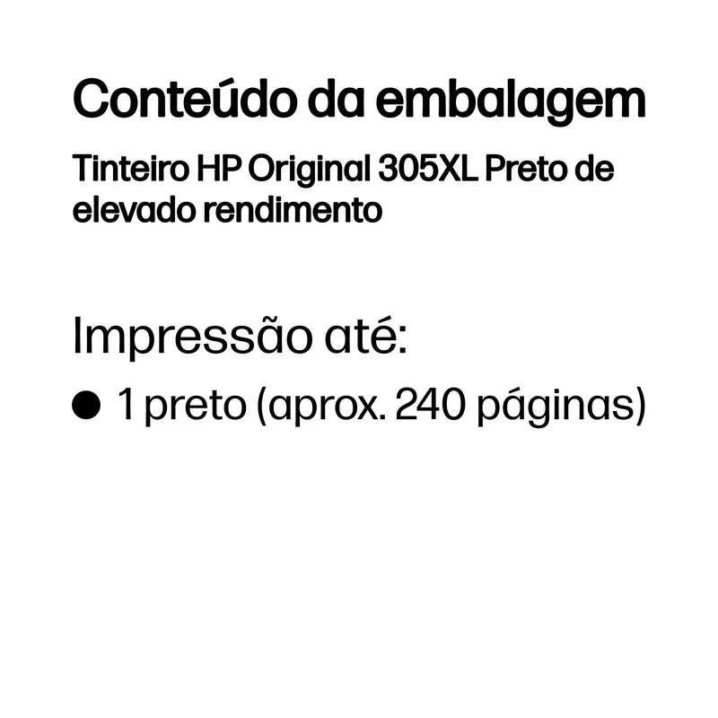 Tinteiro HP 305XL de Alta Capacidade Original Preto - Imagem 3