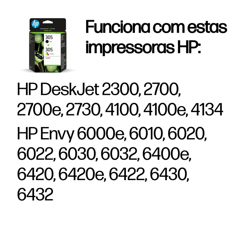 Pack de 2 Tinteiros HP 305 Originais Preto e Tricolor - Imagem 2