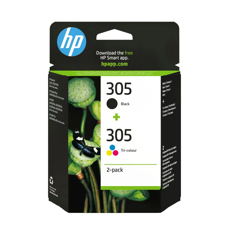 Pack de 2 Tinteiros HP 305 Originais Preto e Tricolor