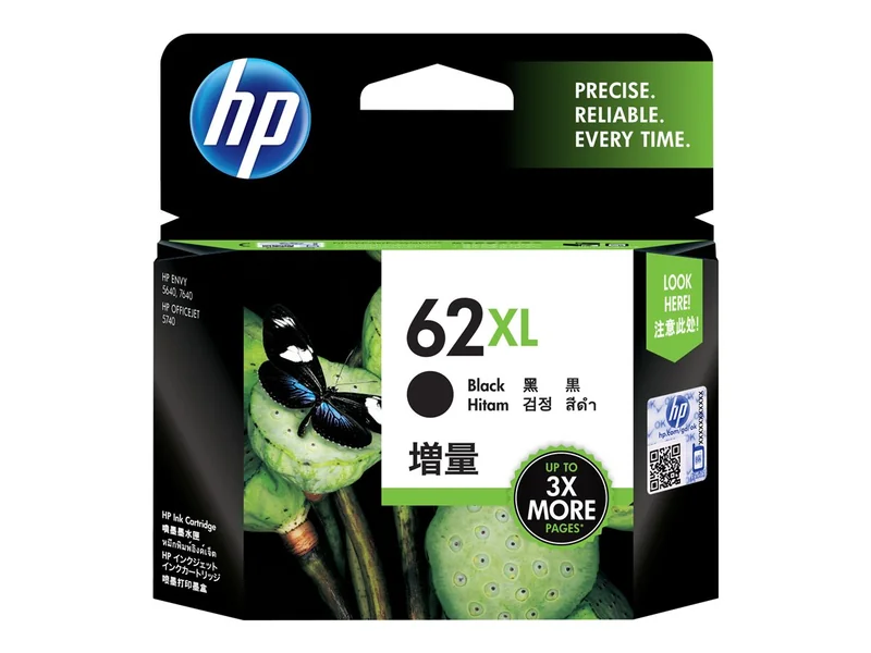 Tinteiro HP 62XL Original Preto de Alto Rendimento 7.5 ml Até 300 Páginas