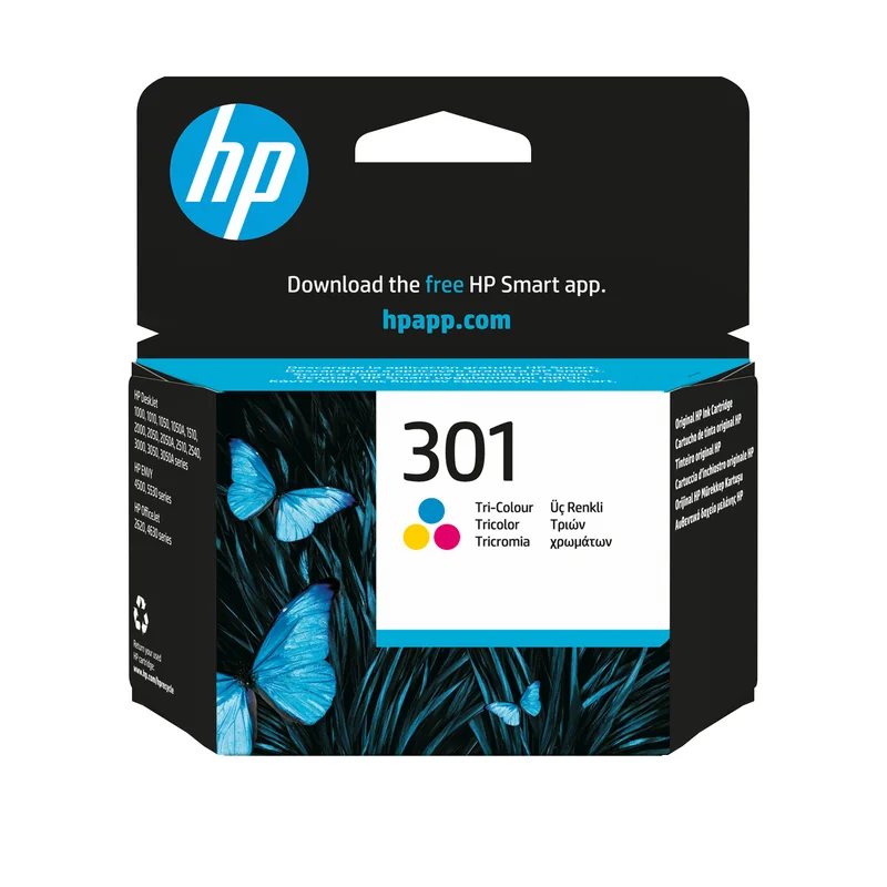 Tinteiro HP 301 Original Tri-color (Ciano, Magenta, Amarelo) 3ml Até 150 Páginas