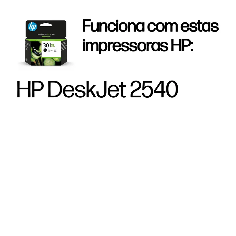 Tinteiro HP 301XL Original Preto de Alto Rendimento 8ml Até 430 Páginas - Imagem 2