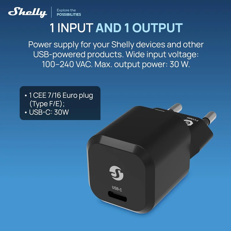 Carregador USB-C Shelly GaN Charger 30W Power Delivery 3.0 PPS Preto SCHG30XEUX - Imagem 4