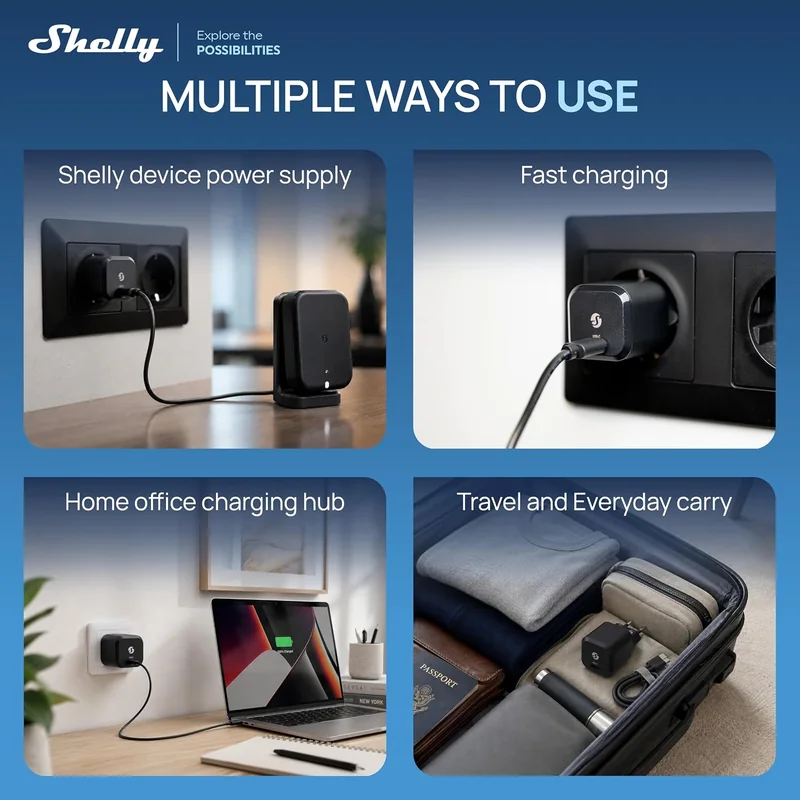 Carregador USB-C Shelly GaN Charger 30W Power Delivery 3.0 PPS Preto SCHG30XEUX - Imagem 5