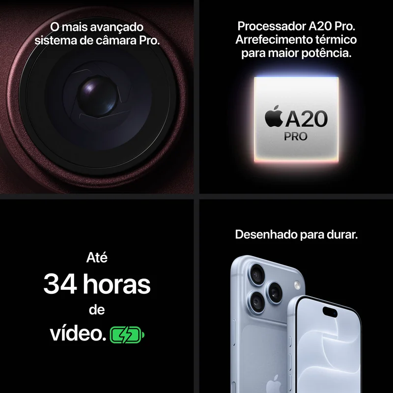 Smartphone Apple iPhone 18 Pro 6.3" 256GB 5G Ecrã OLED 120Hz Tripla Câmara 48MP Borgonha - Imagem 8