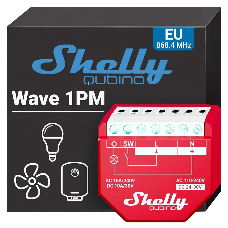 Interruptor Inteligente Shelly Wave 1PM com Medição de Consumo e Controlo Remoto QNSW-001P16EU - Imagem 1