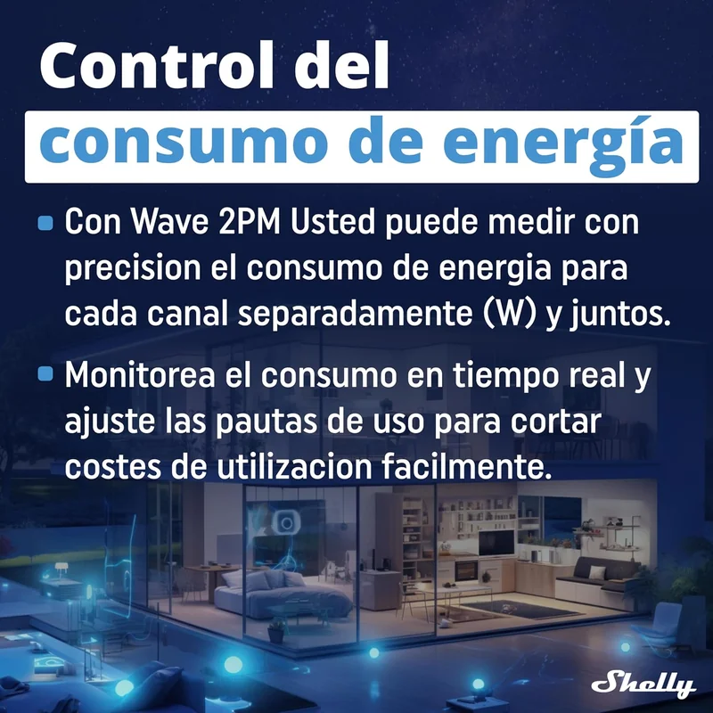 Interruptor Inteligente Shelly Wave 2PM 2 Canais Z-Wave Monitorização de Energia 10A Preto - Imagem 5