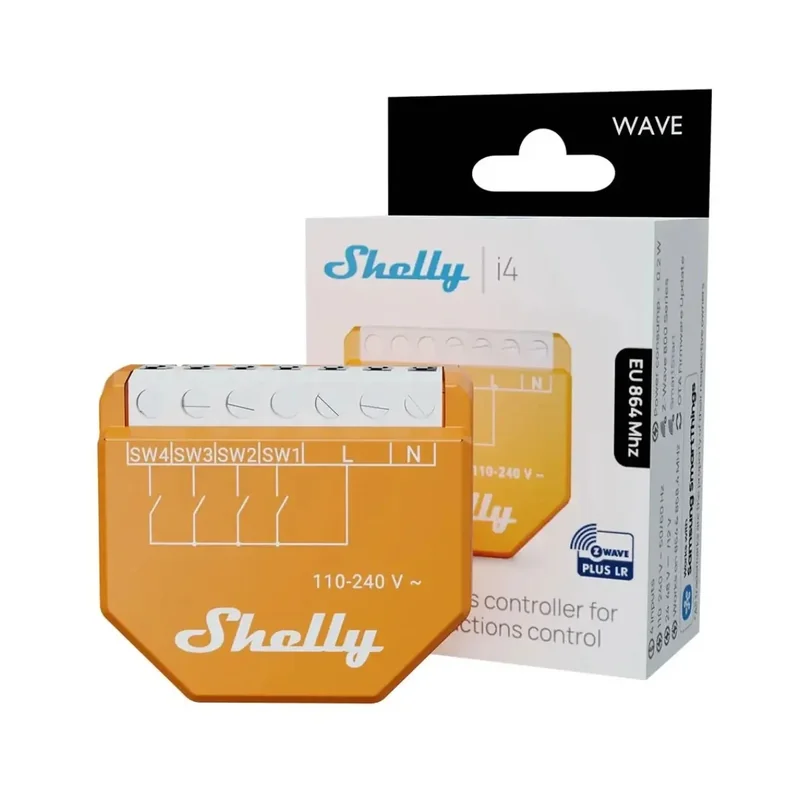 Controlador de Cenas Shelly Wave i4 EU LR Z-Wave 4 Entradas Automação - Imagem 3