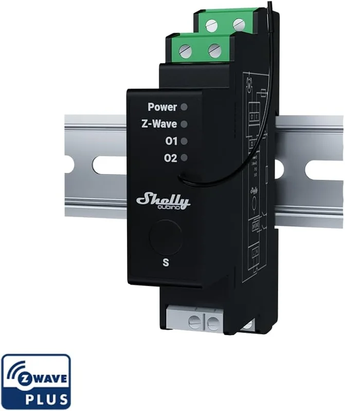 Controlador de Estores Shelly Wave Pro Shutter Z-Wave Calha DIN Monitorização Energia 16A Preto - Imagem 3