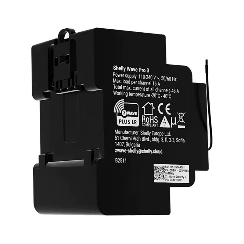 Interruptor Inteligente Shelly Wave Pro 3 Z-Wave 3 Canais LR DIN-Rail - Imagem 2