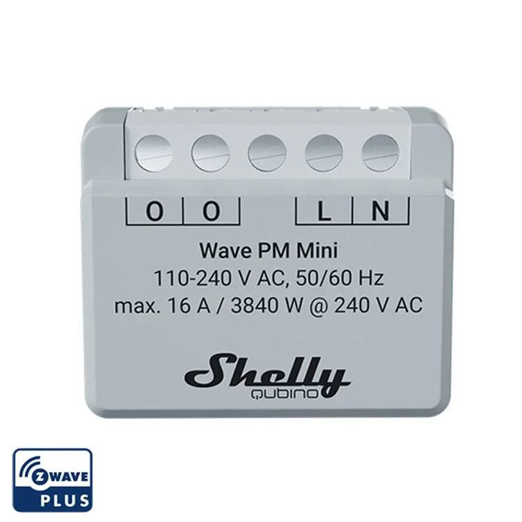 Medidor de Energia Inteligente Shelly Wave PM Mini Z-Wave QMEM-0A1PC16EU - Imagem 1