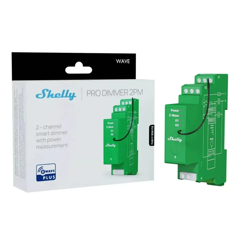 Dimmer Inteligente Shelly Wave Pro Dimmer 2PM 2 Canais Calha DIN Monitorização de Energia Z-Wave - Imagem 5
