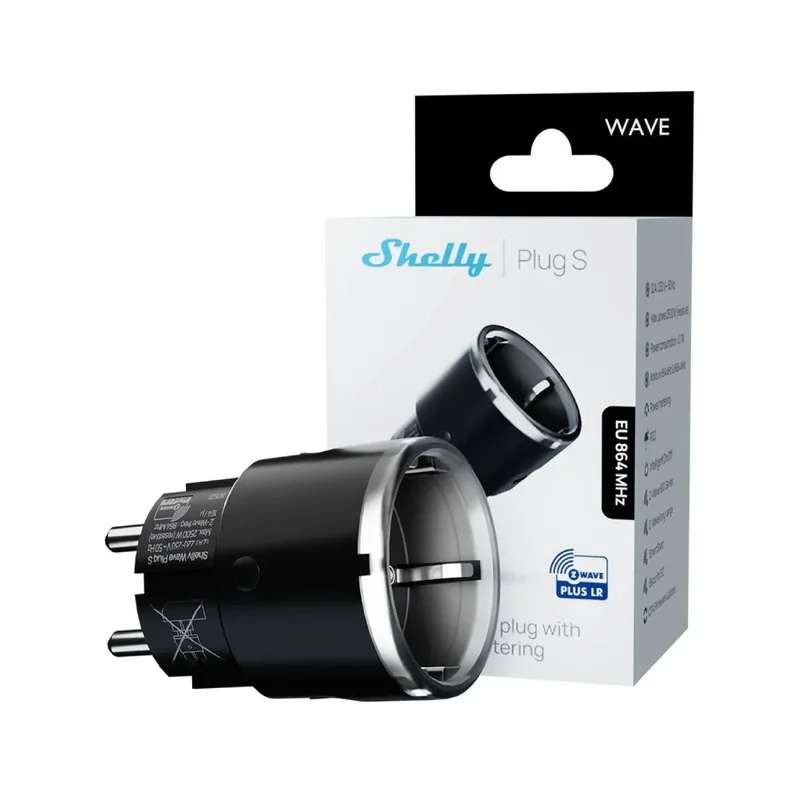 Tomada Inteligente Shelly Wave Plug S LR com Monitorização de Energia e Controlo Remoto Preto - Imagem 3