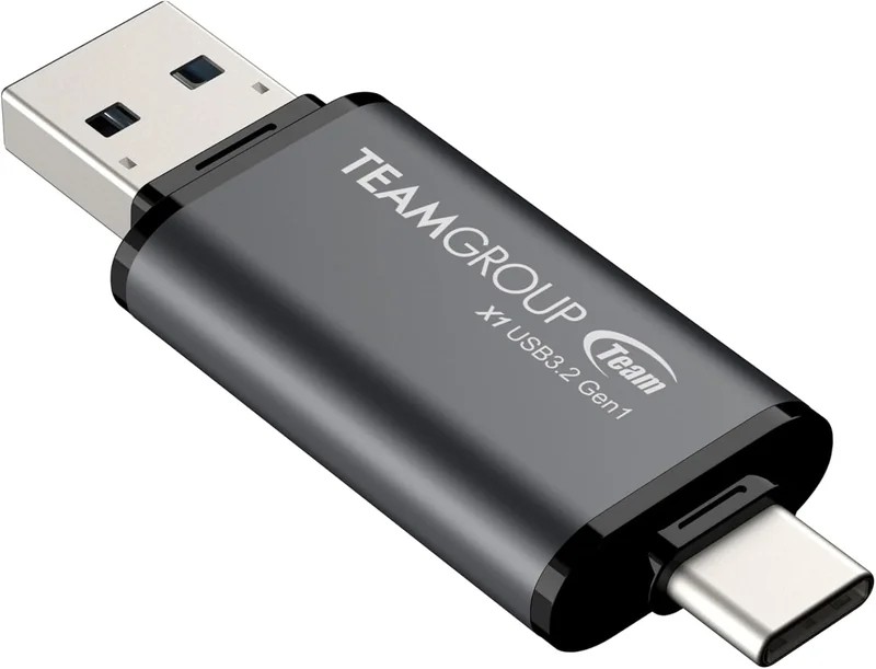 Pen Drive Team Group X1 64GB USB 3.2 Gen 1 Dual Interface Type-C + Type-A Preto - Imagem 3