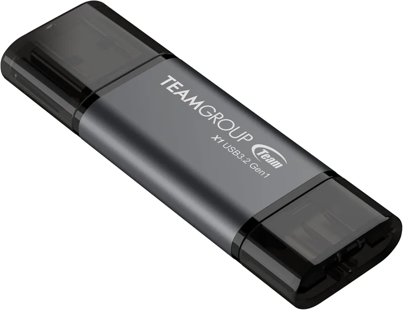 Pen Drive Team Group X1 64GB USB 3.2 Gen 1 Dual Interface Type-C + Type-A Preto - Imagem 2