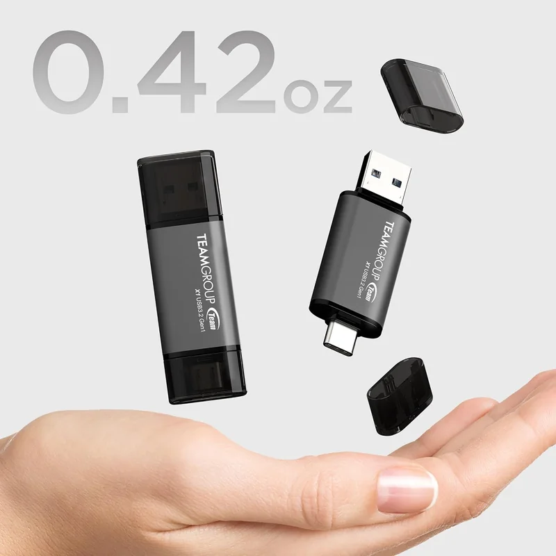 Pen Drive Team Group X1 64GB USB 3.2 Gen 1 Dual Interface Type-C + Type-A Preto - Imagem 5