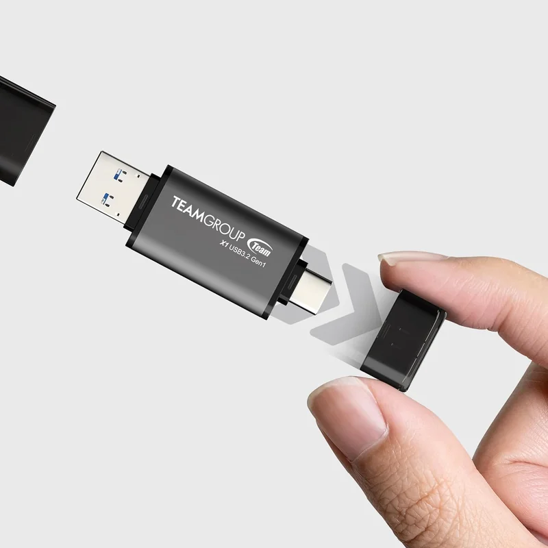 Pen Drive Team Group X1 64GB USB 3.2 Gen 1 Dual Interface Type-C + Type-A Preto - Imagem 4