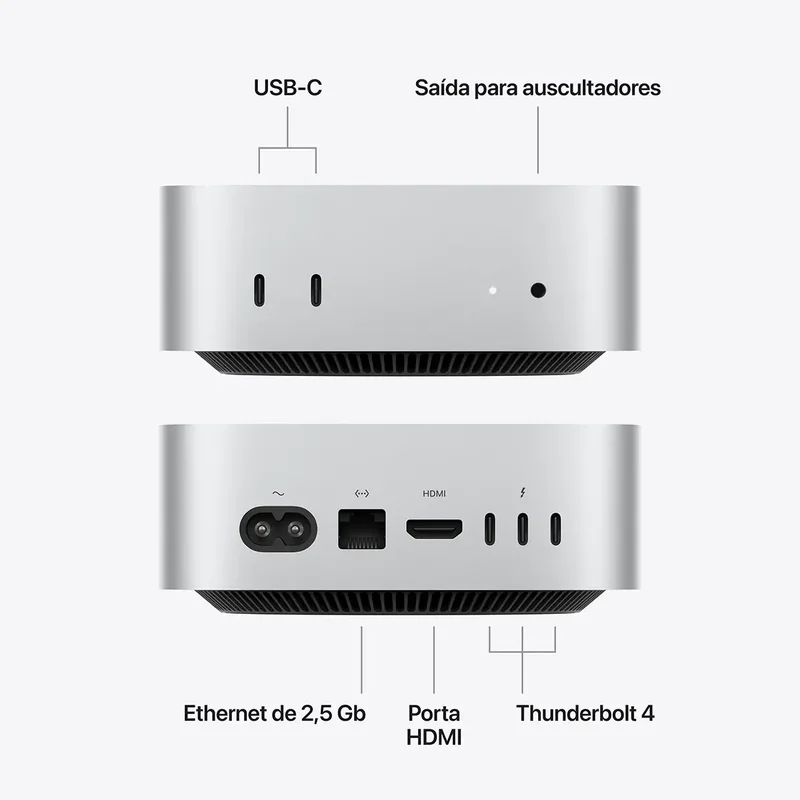 Computador Apple Mac mini Chip M6 12-core 24GB 512GB SSD Wi-Fi 7 Prateado - Imagem 4