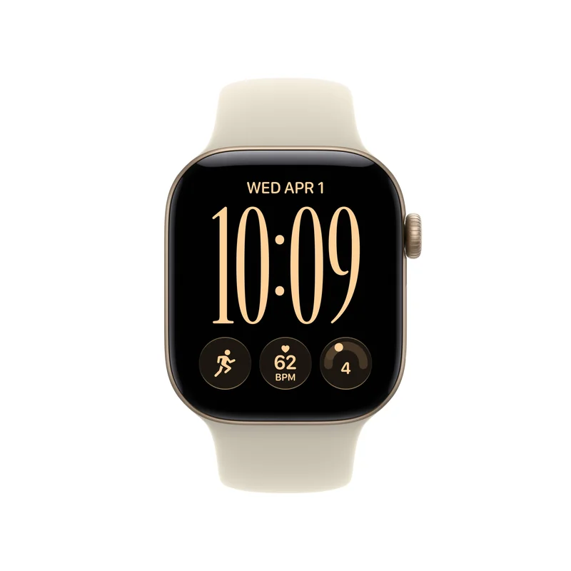 Smartwatch Apple Watch Series 12 GPS 42mm Alumínio Dourado Claro Bracelete Desportiva Areia S/M 64GB - Imagem 2