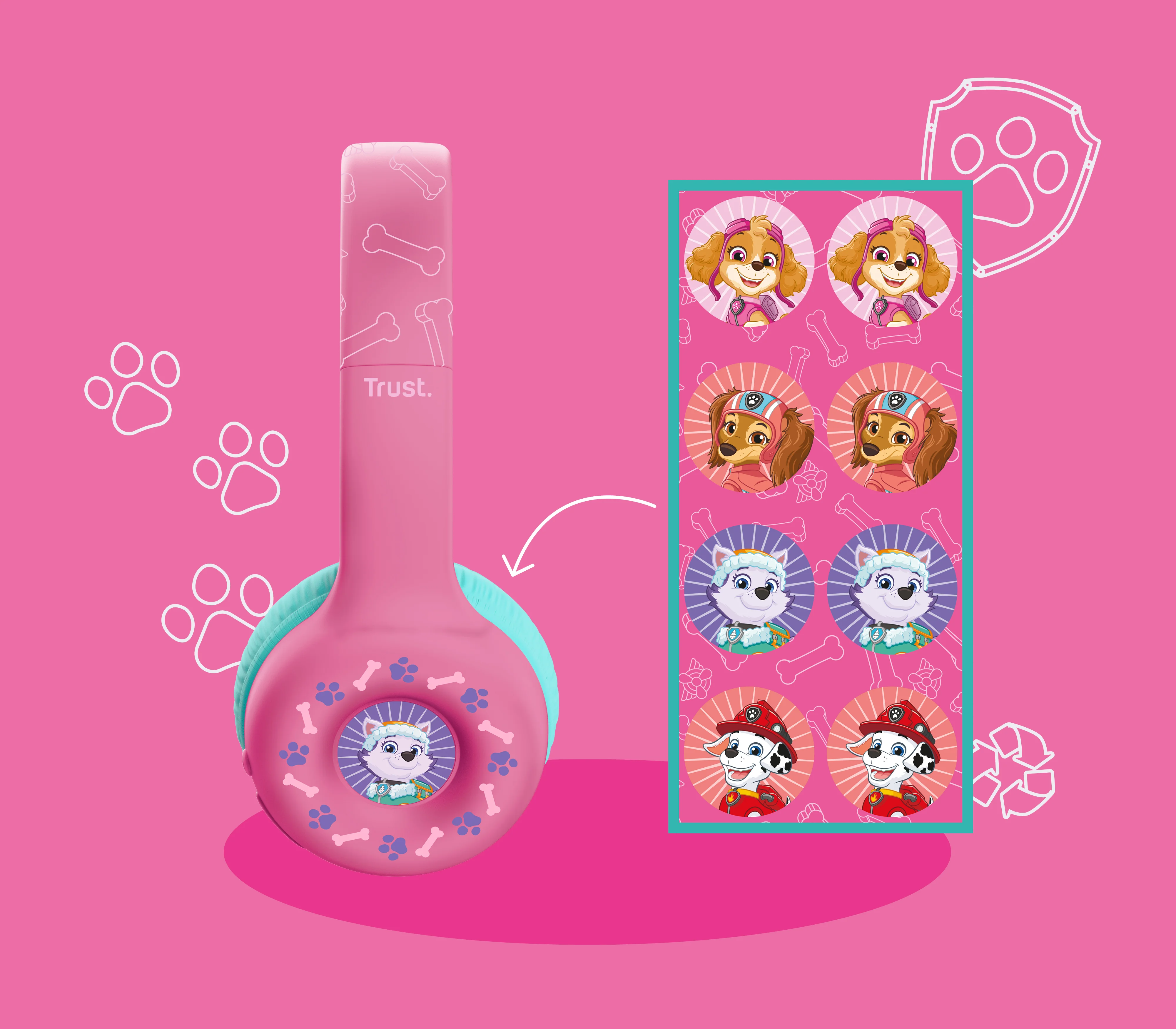 Auriculares Sem Fios Trust NOUNA Paw Patrol para Crianças – Rosa - Imagem 11