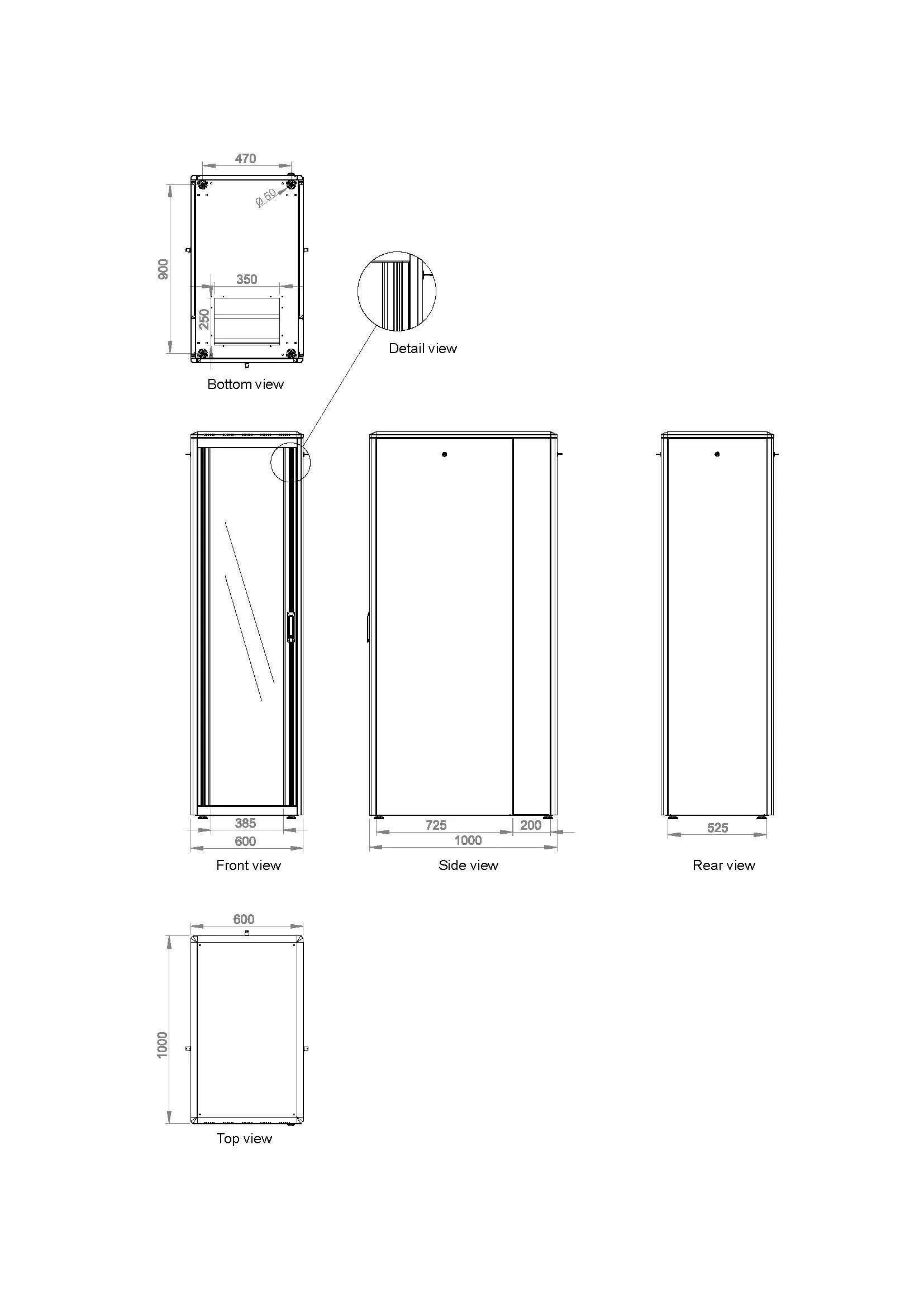 Bastidor de Rede 19" 42U 600x1000mm Equip Dynamic Flex Cinzento RAL7035 - Imagem 9