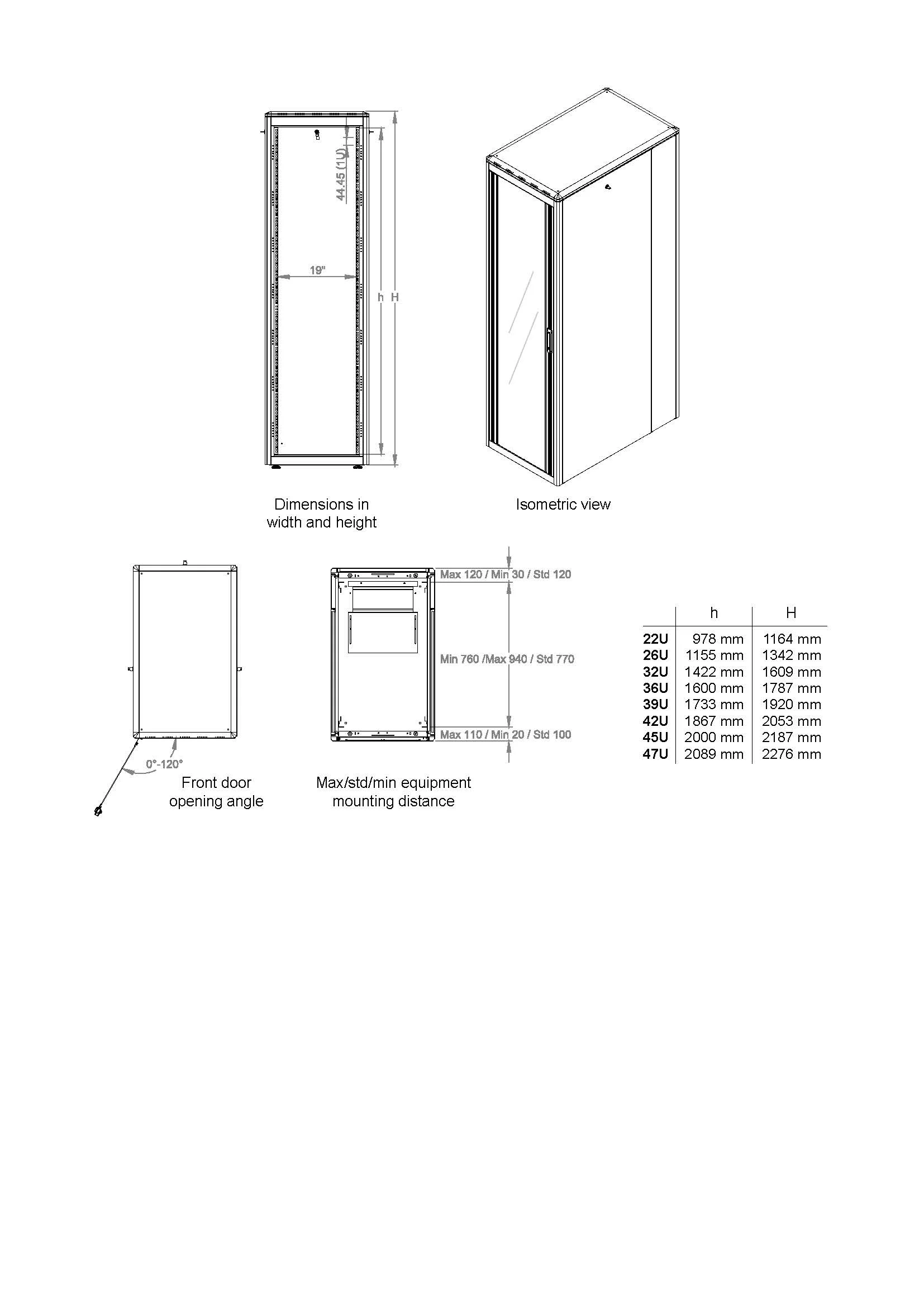 Bastidor de Rede 19" 42U 600x1000mm Equip Dynamic Flex Cinzento RAL7035 - Imagem 10