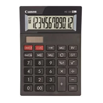 Calculadora Canon AS-120 II 12 Dígitos Visor LCD Inclinado Alimentação Dupla Preto - Imagem 1