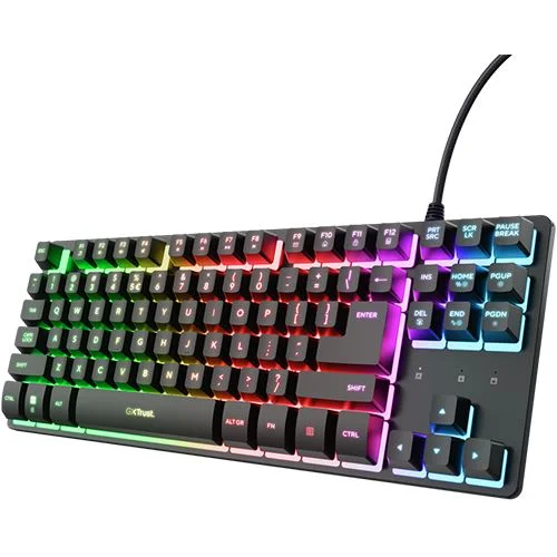 Teclado Gaming Trust GXT 833 Thado TKL Retroiluminado LED RGB Compacto Layout PT Preto - Imagem 2