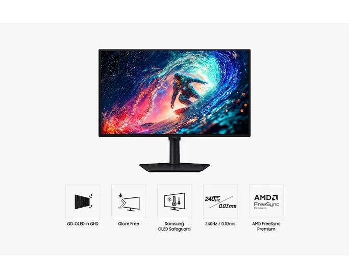 Monitor Gaming SAMSUNG Odyssey OLED G6 (G60SD) 27" QHD 240Hz 0.03ms HDMI DP Preto - Imagem 4