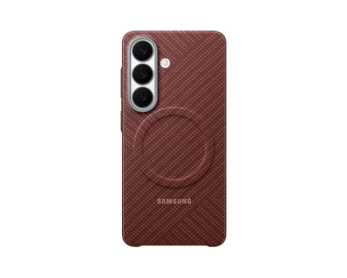 Capa Magnética Anti-Choque de Fibra de Carbono Samsung Galaxy S26 Vermelho Coral