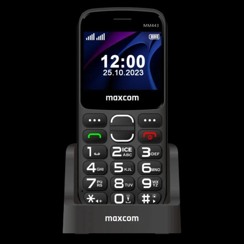 Telemóvel Maxcom MM443 4G Dual SIM 2.31" Botão SOS Base de Carregamento USB-C Câmara Preto