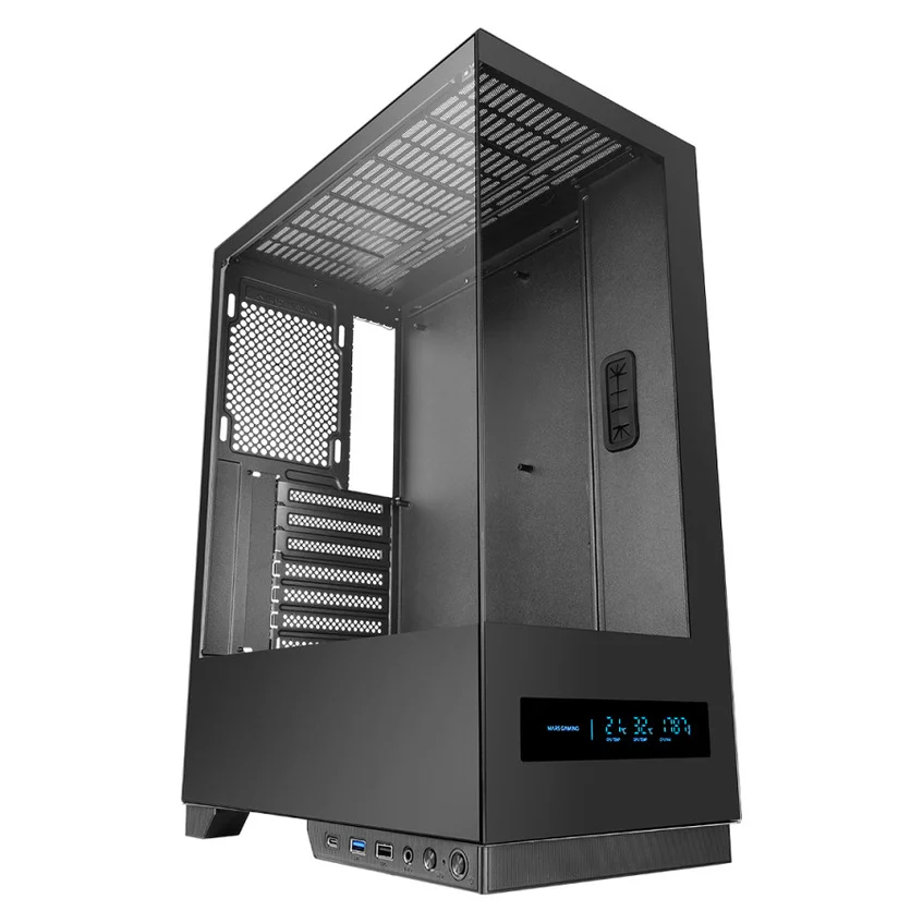 Caixa ATX Mars Gaming MC-PULSAR Monitor Integrado Lateral Vidro Temperado CableHatch Preto - Imagem 1