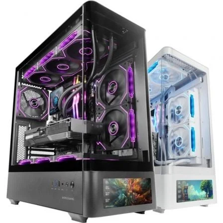 Caixa ATX Mars Gaming MC-LCDPRO com Ecrã LCD 7.2" IPS Vidro Temperado Curvo Preto - Imagem 1