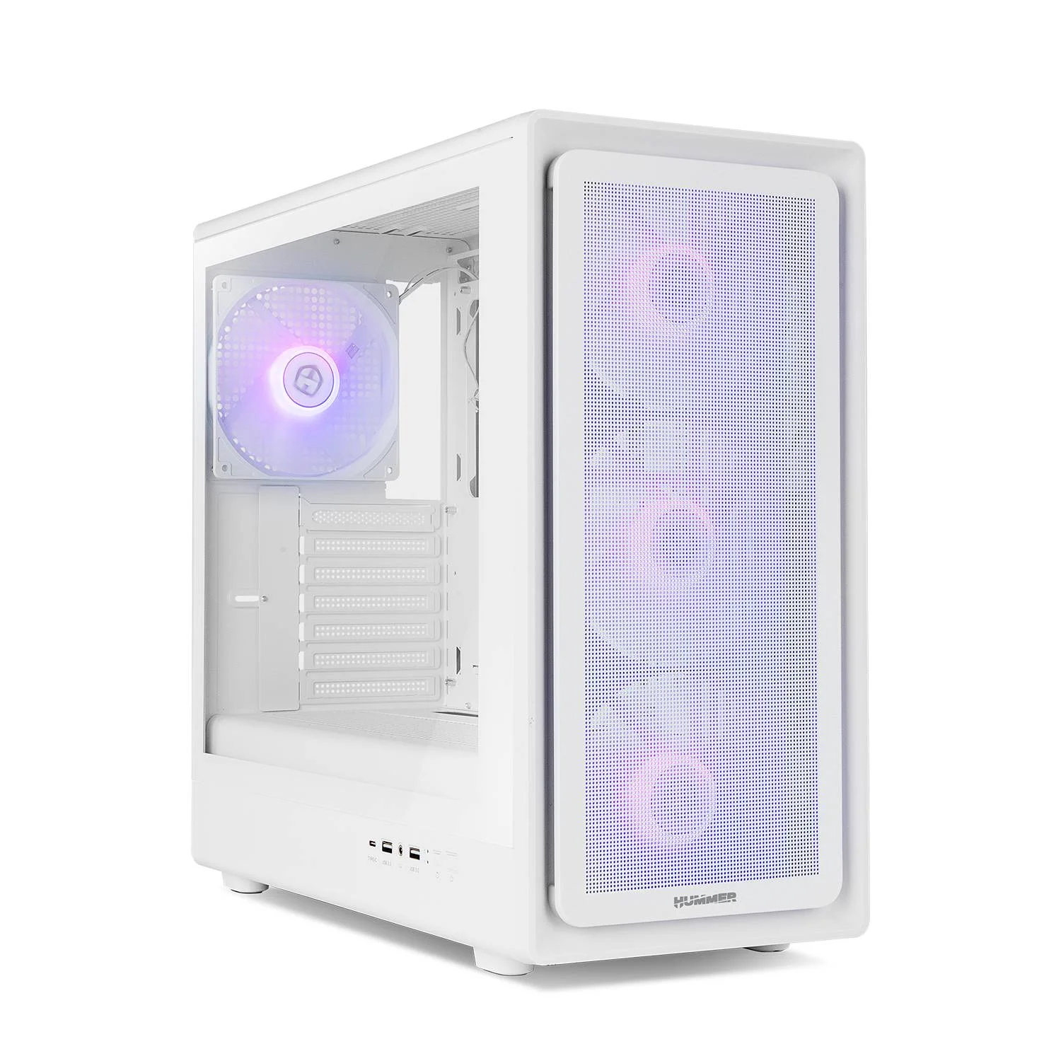 Caixa Mid Tower NOX Hummer Aero White ARGB Hyperflow Branco